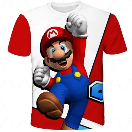 2026 Summer New Anime Super Mario T Shirt Sports Speed Drying Fashion Casual T-Shirt Boy Girl Unisex Children's Clothing Tees