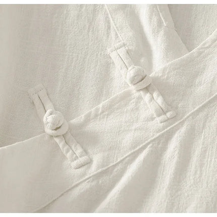 Loose Fit Long Sleeve Shirt New Autumn 2025 Chinese Style Button Zen Study Robe Tea Ceremony Side Buttoned Cotton Linen Shirt