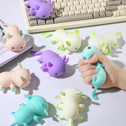 Axolotl Squishy Toys Stress Balls Salamander Squishy Dough Ball, Sensory Toys Fidget Balls, Stress Relief Toy Party Favors Gifts