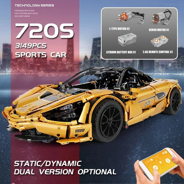 Mould King 13145s High-Tech Car Toys The MOC-46762 RC APP Motorized 720S P1 Car Model Building Blocks Toys Kids Christmas Gifts