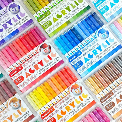 Guangna 168/72 Colors High Gloss Acrylic Marker Pen Set,Hard Headed Drawing Pens,Professional-Grade Paint Pen for DIY Graffiti