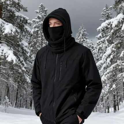 Unisex Winter Balaclava Knit Hood - Windproof Mask with Drawstring, Motorcycle Riding Headgea Warm Knitted Cap Cold Weather