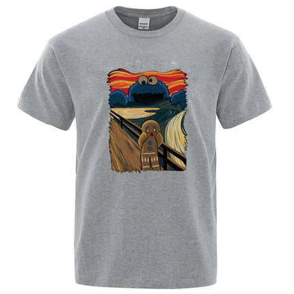 Men's Summer High-Quality T-Shirt 100% Cotton Short Sleeve Printed Casual Loose O-Neck Tee for Men