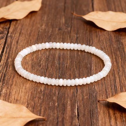 Natural Stone White Jade Abacus Bead Bracelet 4*2mm String for Positive Energy Healing Reiki Protection Good Luck Charm Jewelry