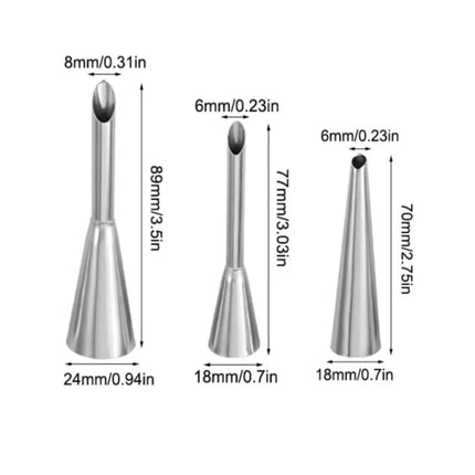 4Pcs Puff Pastry Piping Nozzle Set, Stainless Steel Decorating Tips for Cake Cupcake Cookie Cream Icing, Baking Tools for  Baker