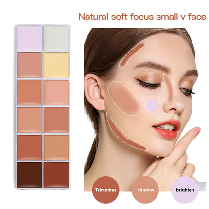 12 Color Concealer Palette Professionally Covers Dark Circles Around Eyes and Face highlight contour makeup all-in-one palette
