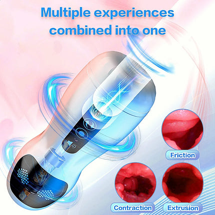 Silicone Automatic Male Masturbator Cup Provides Endurance Exercise Through Vibration Blowjob Functions As Penis Trainer Toy
