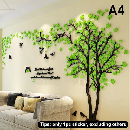 3D Acrylic Tree Wall Stickers Self Adhesive Home Background Decoration Bedroom Living Room Nursery Removable Peel And Stick Wall