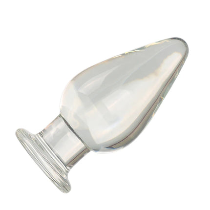 VaHppy Glass Anal Plugs Large 5.5cm Transparent/Golden SM BDSM Adult Sex Toys Unisex Lesbian Gay Anal Masturbator Stimulation