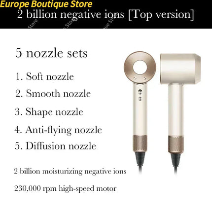 New Super Hair Dryer 220V Leafless Hair Dryer Personal Hair Care Styling Negative Ion Tool Schedule Negative Ion Electric Dryer