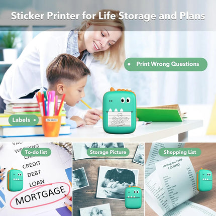 Portable Printer Mini Pocket Wireless Bluetooth Thermal Printers for Android iOS Smartphone  BT Inkless Printing Gift for Kids