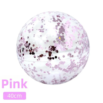 40cm Shiny Sequins Inflatable Ball PVC Transparent Confetti Ball Reusable Swimming Pool Beach Ball Holiday Party Decor