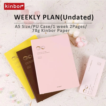 Kinbor Weekly Planner Notebook UnDated Agenda Schedule Daily Monthly Journal Book Portable Record Diary Plan Notepad Stationery