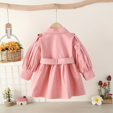 Trench Coat For Girl Children's Spring Cute Long Jacket 2024 New Kids Khaki Casual Outerwear Baby Khaki Fashion Windbreaker ﻿