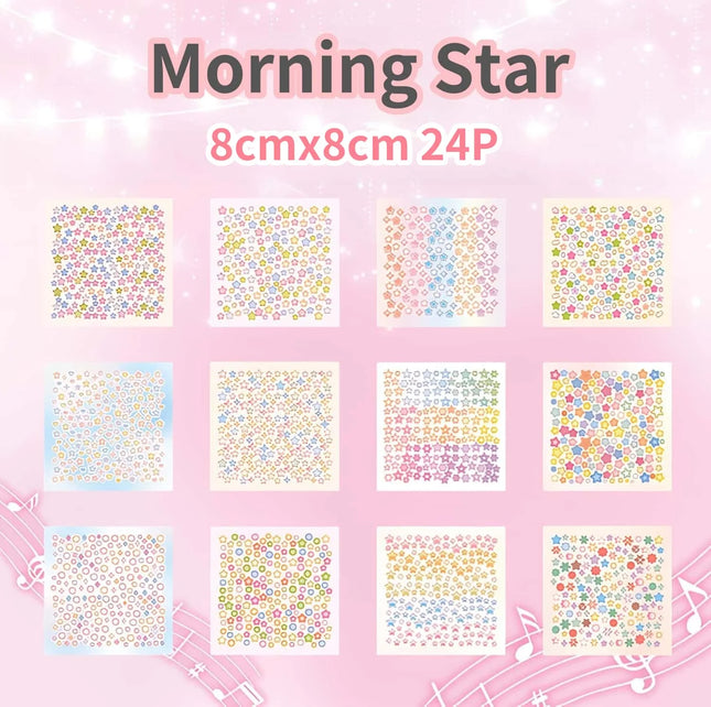Starstorm 24 Sheet Holographic & Matte Mini Sticker Book 8x8cm Aesthetic Journaling Supplies Planner Scrapbooking Deco Stickers