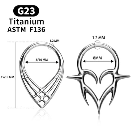 ASTM F136 G23 TItanium Piercing Septum Heart Nose Rings 16G Hinged Clicker Tragus Cartilage Helix Earrings Punk Body Jewelry