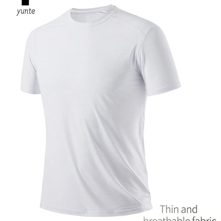 Round Neck T-Shirt 7-Piece White Ultra-Light Men's Quick-Drying Breathable Sweat-Absorbent Shirt Suitable for Fitness Gym and Ru
