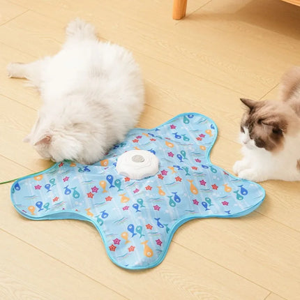 Cat Toys Interactive Hide and Seek Cat Toy with Mouse Cat Hunting Cover Sound Intelligent Toy Concealed Feathers Cat Teaser Toy