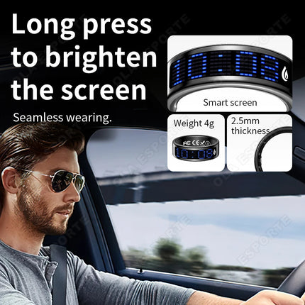 SR16 Smart Ring With Display Heart Rate Blood Oxygen Health Sleep Monitoring Step Counting Remote Photo Capture Bluetooth Ring