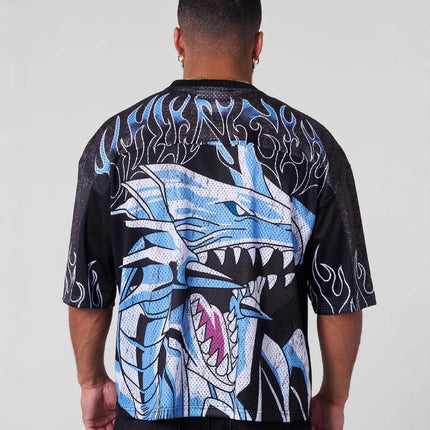 YA Trendy Brand oversized t-shirt Street leisure quick drying Breathable Large Mesh shirt animation graphic tee Short Sleeve to