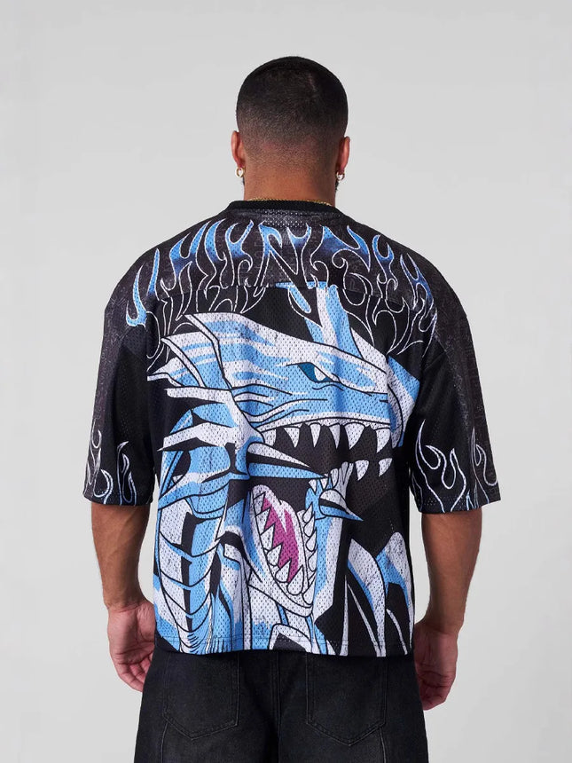 YA Trendy Brand oversized t-shirt Street leisure quick drying Breathable Large Mesh shirt animation graphic tee Short Sleeve to