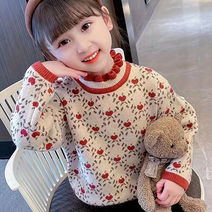 Girls' Sweaters, New Autumn and Winter Styles, Stylish Winter Clothes for Baby Girls, Kidsren's Knitwears, One-Piece Velvet Bottoming Tops