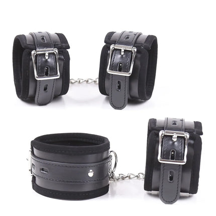 PU Leather Soft Hand Cuffs Ankle Wristcuff Restraint Lockable Buckle Bondage Lockable Shackle Sex Toy for Men Women Adult Toys