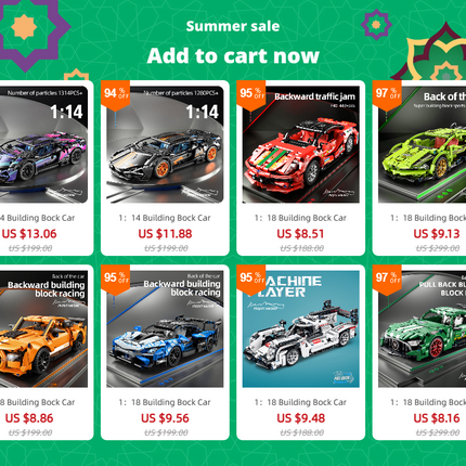 ToylinX Technical Building Blocks Car Racing Sport Speed Vehicle Model City Mechanical Super Bricks Puzzle Toys Adult Gift