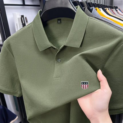men's summer luxury brand cotton 100% polo shirt lapel printing short sleeves t-shirt business leisure ventilate men's clothing