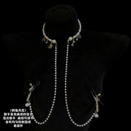 New Bell Nipple Clamps Pearl Collar Body Chain BDSM Training Fetish Breast Bondage Sexy Accessories for Woman Adult Sex Toys