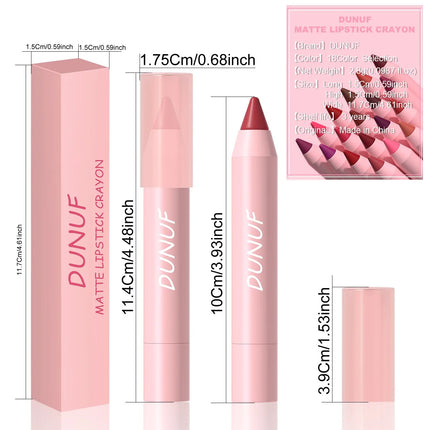 18-Colors Lipstick Pencil Waterproof Sexy Red Matte Contour Tint Lipstick Lasting Non-stick Cup Lipliner Pen Lip Makeup Cosmetic