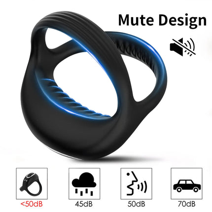 Vibrating Cock Ring for Men Silicone Penis Rings Intense Vibration Mens Vibrator Longer Harder Stronger Erection Adult Sex Toys