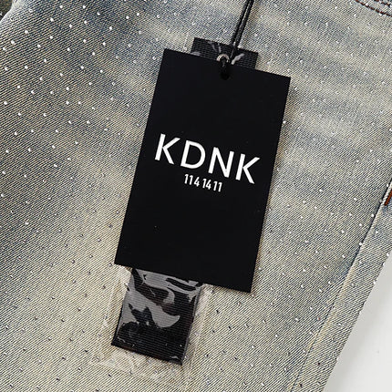 2026 KDNK stretch Jeans Men's High quality Rhinestone Slim Fit Skinny Grey straight Denim Jeans Pants