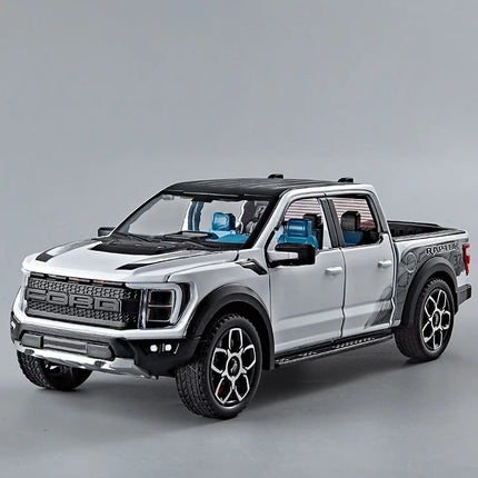1:20 Ford Raptor F150 Pickup Truck Toy Car Model Alloy Diecast Doors Opened Pull Back Sound Light Scale Model Car Toys For Boys