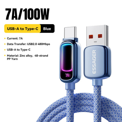 Essager USB Type C  Cable 7A  PD3.1 Fast Charging For MacBook Laptop iPhone 17 16 15 Pro Max iPad Samsung Type C Cable