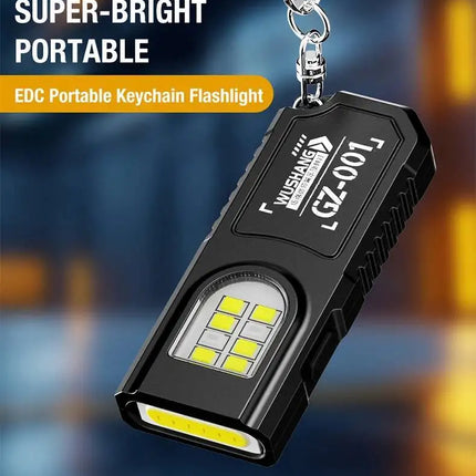Powerful Mini LED Flashlight USB Rechargeable COB Keychain Hanging Work Light Waterproof Outdoor Emergency Camping Pocket Torch