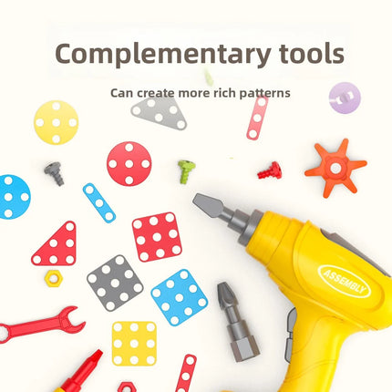 125-275pcs  DIY Tool Toys Set Electric Drill Screw Nuts 3D Puzzle Toy  Electric Rotating Gear Building Block Toys