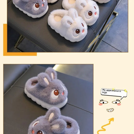 2024 New Cute Rabbit Children's Cartoon Winter Slippers Comfortable Warm House Shoes Boys Girls Indoor Home Fluffy Slippers