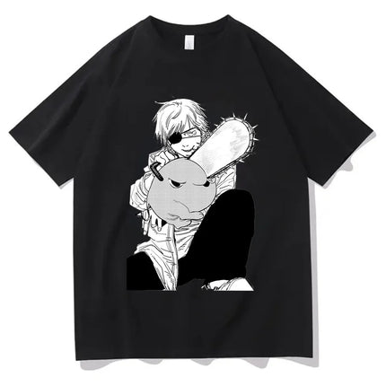 Chainsaw Man cotton shirt teen University graphic Grunge Retro t-shirt Classic Punk 2000s Trendy