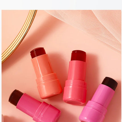 Easy Makeup Jelly Powder Blusher Stick Waterproof Long-lasting Lip And Cheek Color Dual-use Facial Powder Blusher Cream