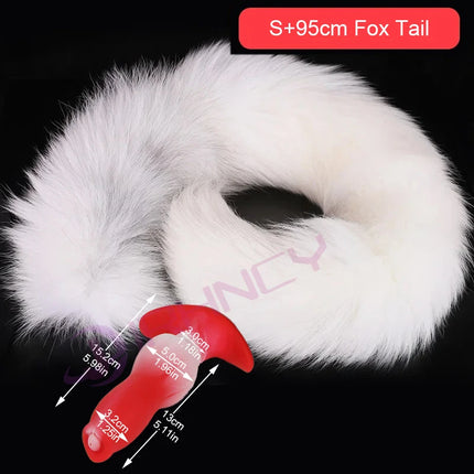 Anal Plug with Tail BDSM Adult Sex Game Cosplay 18+ Anal Dildo for Women Men Silicone Soft Butt Plug Gay Sex Toys for Party BDSM