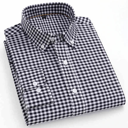 High Quality 100% Cotton Fashion Korena Popular Plaid Shirts for Men Slim Fit Formal Casual Shirt Trends Elegant Office Clothes