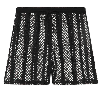 Men Boxers Mesh Sexy Underwear Hollow Lingerie Fishnet Sleepwear See Through Long Leg Boxer Shorts Underpants