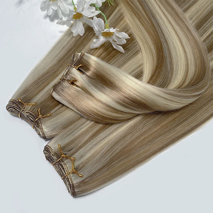 Double Weft Russian Remy Real Human Hair Weave Weft Extensions Full Head 100g Machine Weft 100% Thick Bundle Ombre BrazilianHair