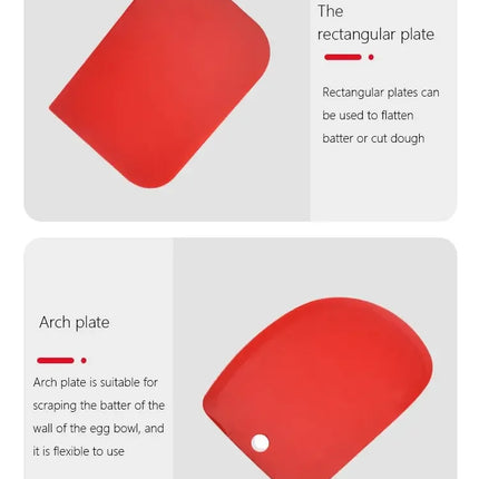3pcs/set Red Decorating Tool Baking Dough Cutting Scraper Plastic Dough Scraper Thickened Three-Piece Cream Scraper