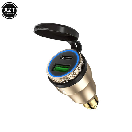 Motorcycle Waterproof Charger 30W QC3.0 USB C-Type PD Power Adapter Hella DIN Plug Socket Quick Charger for BMW Ducati Triumph