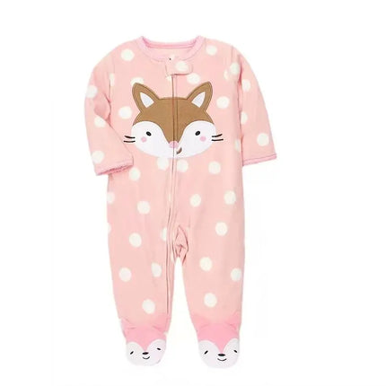 Spring Baby Girl Rompers Clothes Zipper Fleece Autumn Warm Newborn Infants Pajamas Outfit Animal Jumpsuit Clothing 0 -12 Months