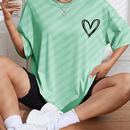 Simple Love Printed Womens T Shirts Summer Breathable Clothes Casual Fashion Short Sleeve Street Oversized All Match T-Shirts