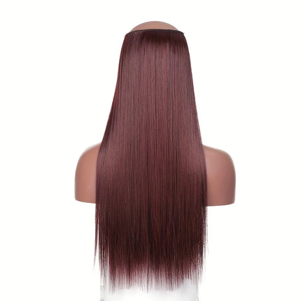Synthetic Of The Line Type Hair Extensions Straight Hair Wig Piece One Piece With Invisible Fish Line Transparent Wire