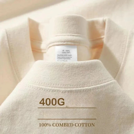 400g Cotton T Shirts Men Short Sleeved Heavyweight Summer Round Neck Loose Breathable Shirt for Men Women Basic Tee